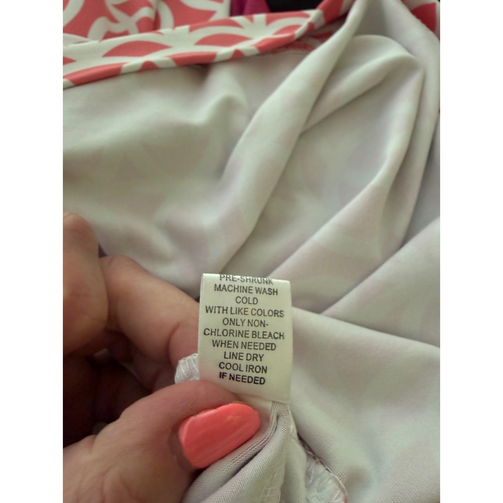 Lulu-B Dress Womens 1X Pink Excellent Sleeveless Geometric Split Neck Pocket - Picture 8 of 8